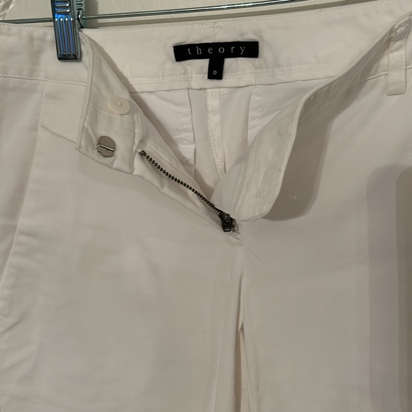 Theory Women’s White Cotton Cuffed Pants - Picture 4 of 4